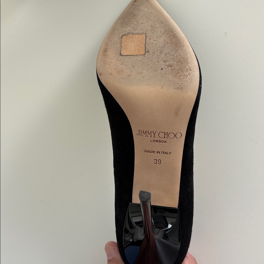 Jimmy Choo Abel 100 mm Black Suede Pumps Patent heel. Size 39 - Picture 9 of 11